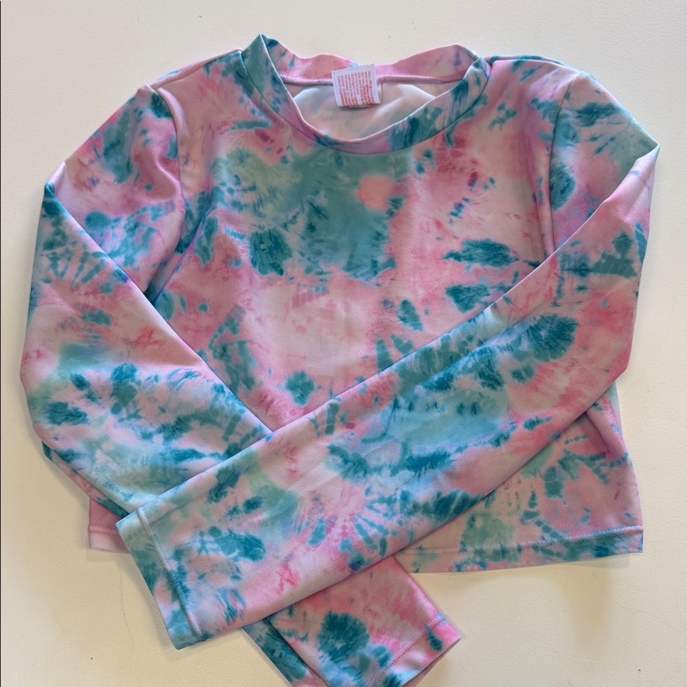 3 piece set - Cat & Jack Pink and Blue Tie-Dye Swim Bikini Top, bottoms, & Cover